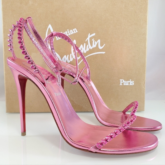 Christian Louboutin Shoes - NWT$900 Christian Louboutin So Me 100 Spike Metallic Pink Heels Sandals Sz 39